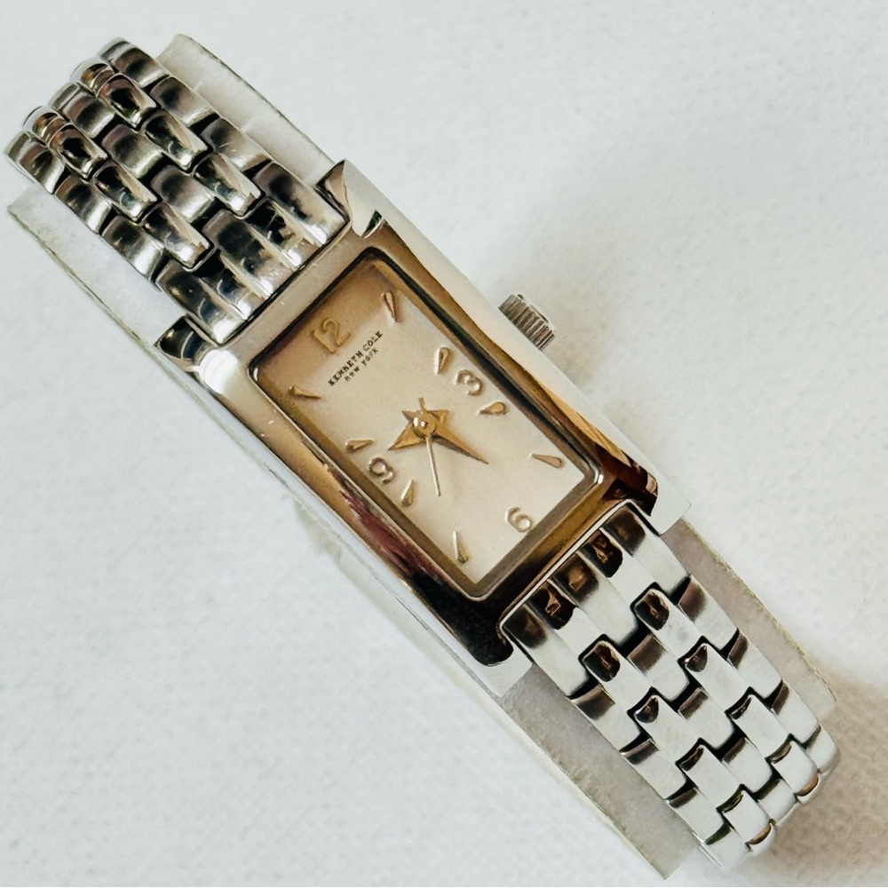 Vintage Kenneth Tank Women's Silver Watch Stainless 6.25" MAX Bracelet KC4440